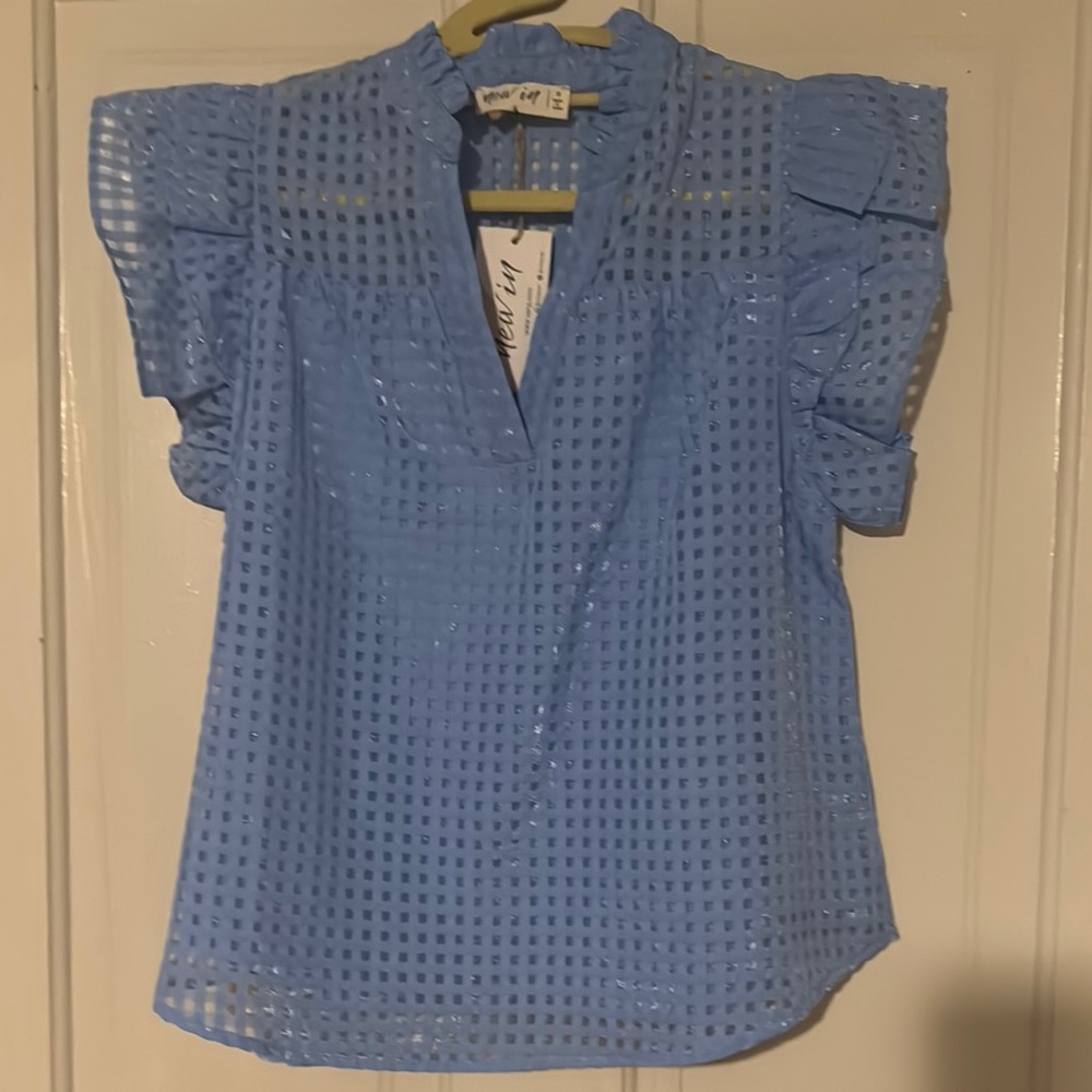 Blue Ruffled Women's Top